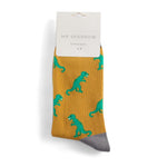 Load image into Gallery viewer, lusciousscarves Men&#39;s Bamboo Socks , Mr Sparrow Dinosaur&#39;s , Yellow
