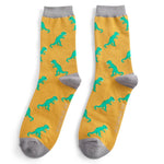 Load image into Gallery viewer, lusciousscarves Men&#39;s Bamboo Socks , Mr Sparrow Dinosaur&#39;s , Yellow
