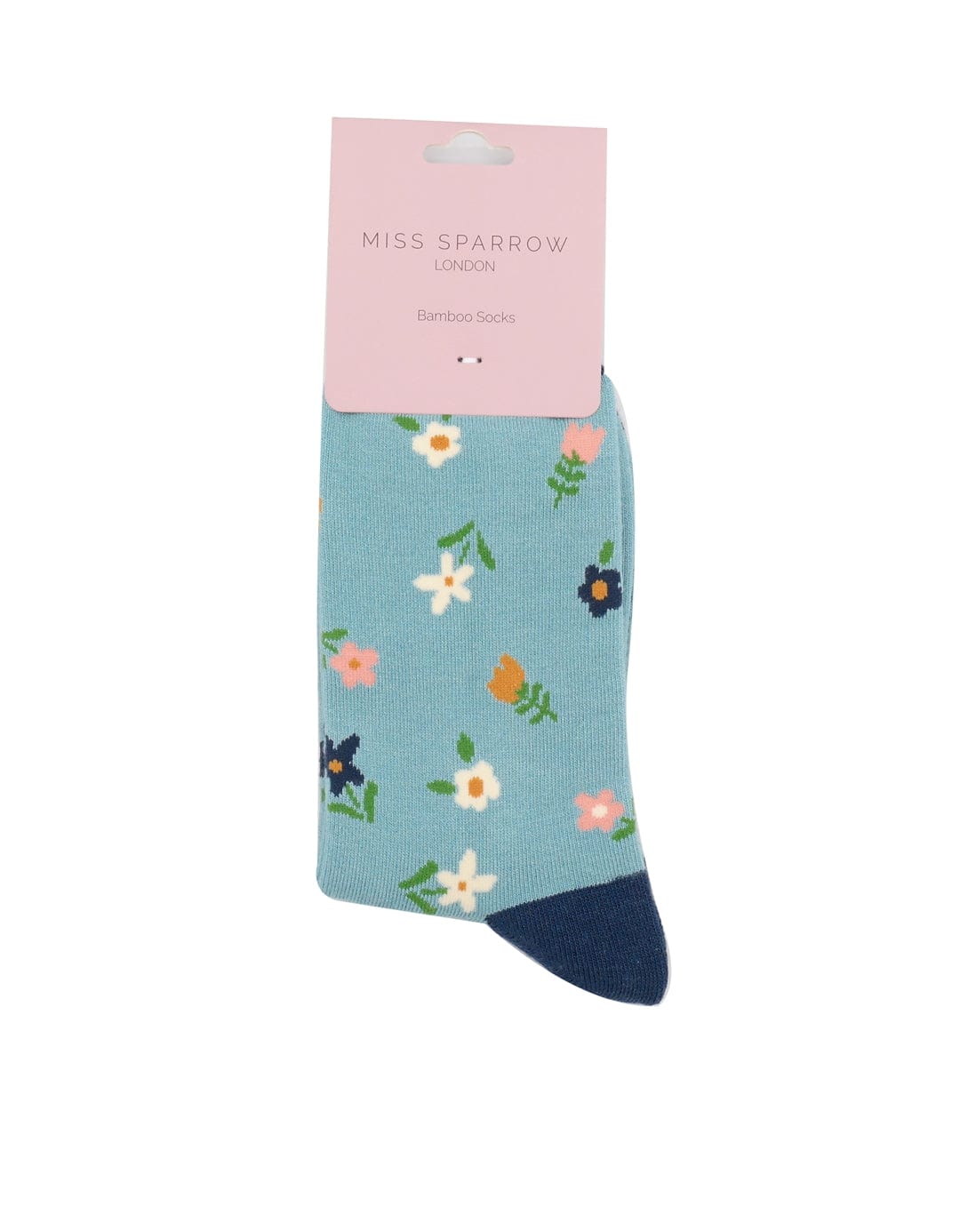 lusciousscarves Miss Sparrow Ditzy Floral Flowers Bamboo Socks - Duck Egg