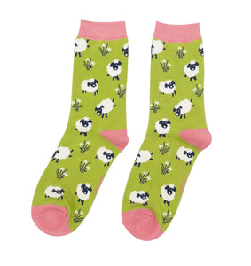 lusciousscarves Miss Sparrow Leaping Sheep Bamboo Socks - Green