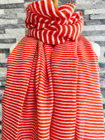 Load image into Gallery viewer, lusciousscarves Orange and White Cross Stripes Scarf
