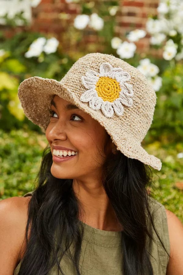 Pachamama Daisy Hemp/Cotton Sun Hat Natural, Packable, Foldable, Fair –  lusciousscarves