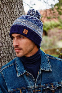 lusciousscarves Pachamama Mens Finisterre Bobble Beanie Navy