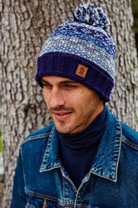 lusciousscarves Pachamama Mens Finisterre Bobble Beanie Navy