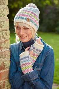 lusciousscarves Pachamama Whitstable Handwarmer Cream, Fairtrade, Hand Knitted.