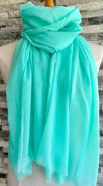 Load image into Gallery viewer, lusciousscarves Scarves Aqua Plain Light Weight Summer Scarf , Various Colours
