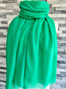 lusciousscarves Scarves Green Plain Light Weight Summer Scarf , Various Colours