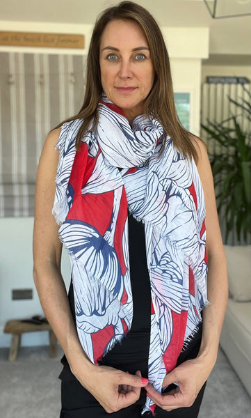 White sales floral scarf