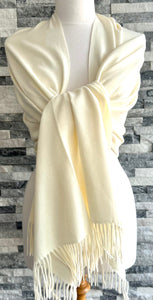 lusciousscarves Scarves & Shawls Cream Cashmere Blend Pashmina Wrap available in 22 colours.