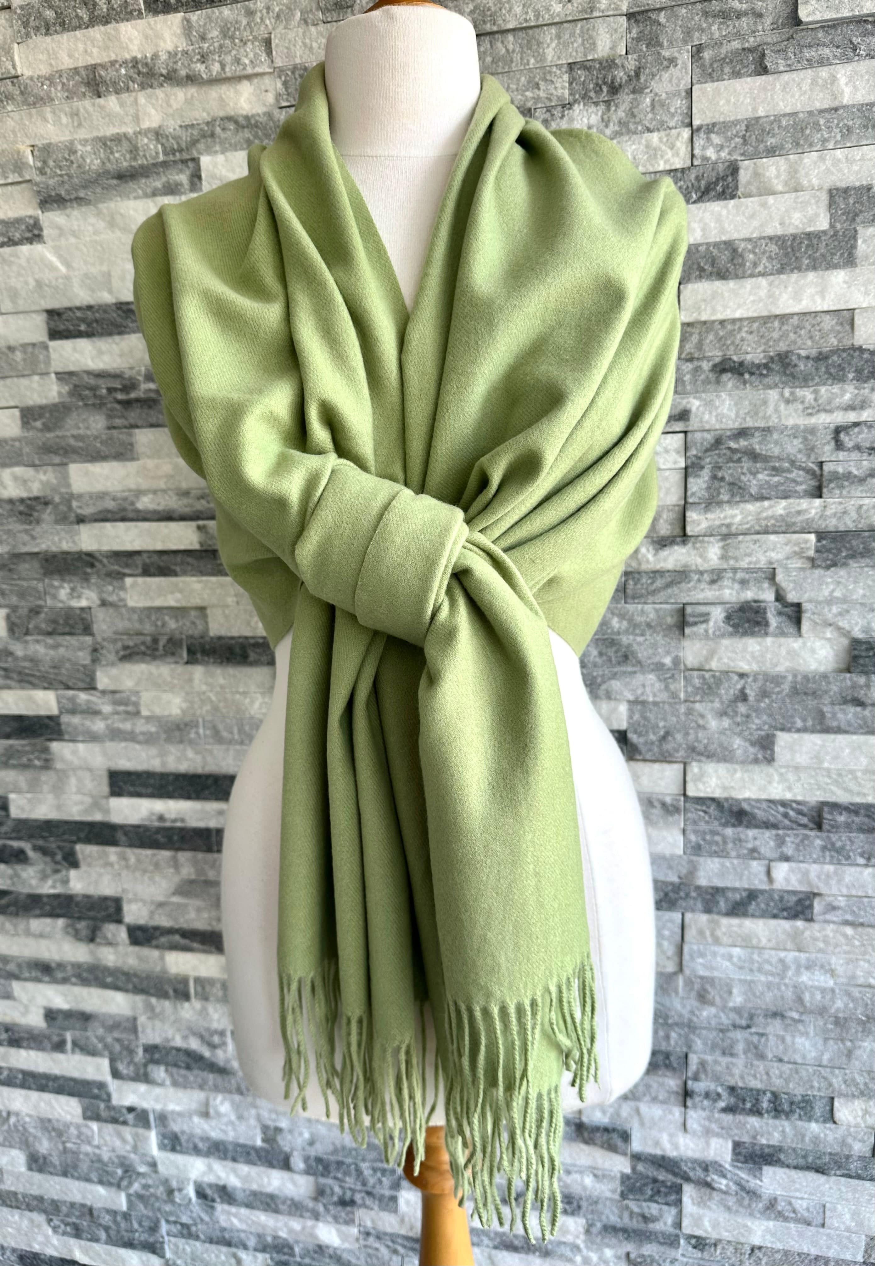 lusciousscarves Scarves & Shawls Pistachio Cashmere Blend Plain Pashmina Wrap