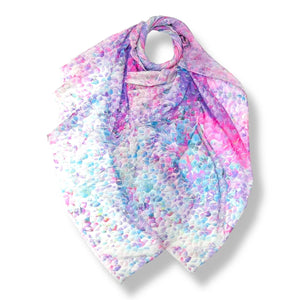 lusciousscarves Scarves Vibrant Lilac and Pink Mosaic Print Scarf, Light Weight .