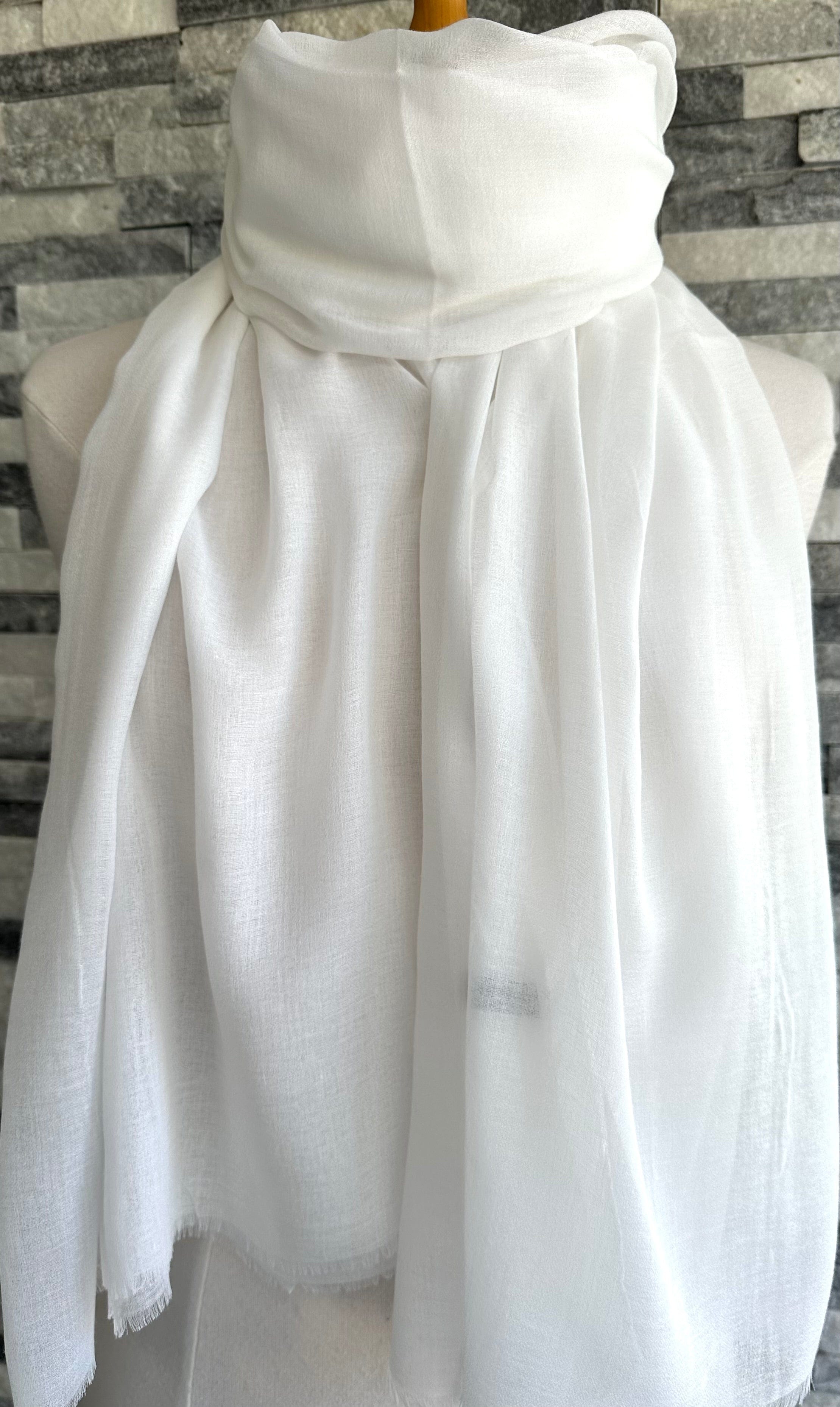lusciousscarves Scarves White Plain Light Weight Summer Scarf , Various Colours