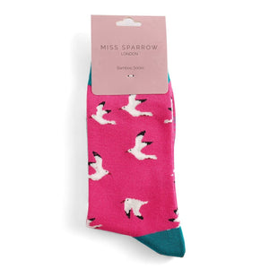 lusciousscarves Seagulls Design Bamboo Socks Ladies Miss Sparrow Pink