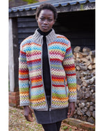 Load image into Gallery viewer, lusciousscarves Small Pachamama Santa Fe Zip Jacket, Fully Lined, Hand Knitted
