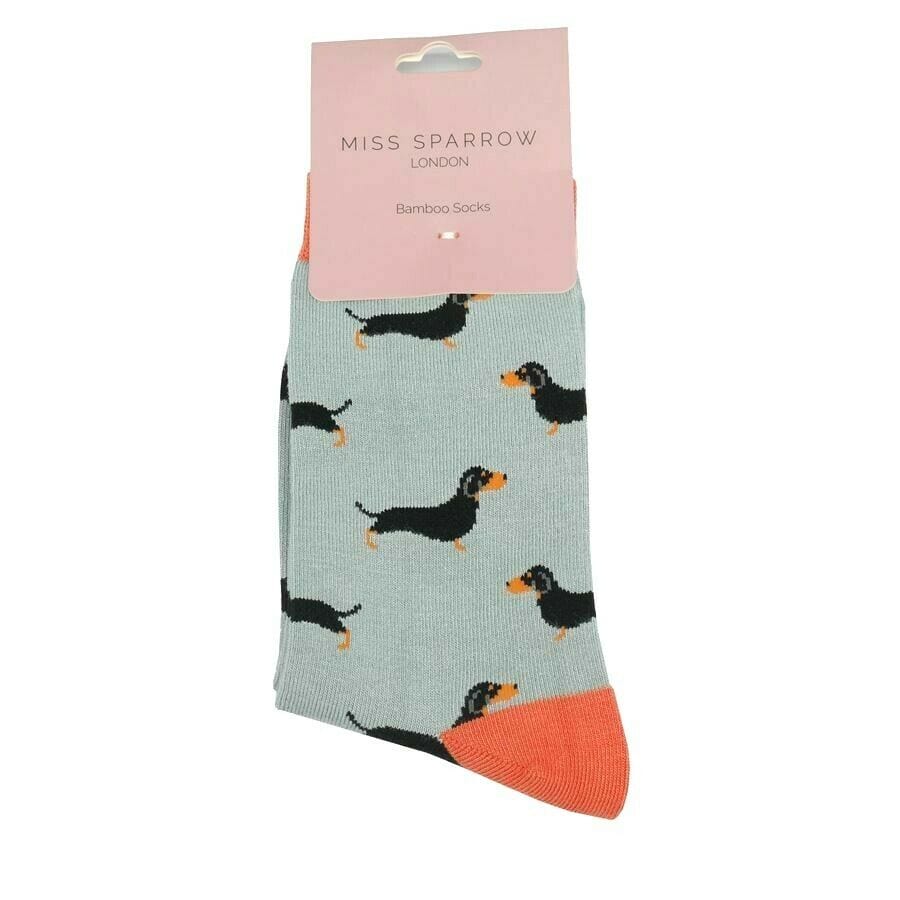 lusciousscarves Socks Miss Sparrow Sausage Dogs Bamboo Socks - Duck Egg