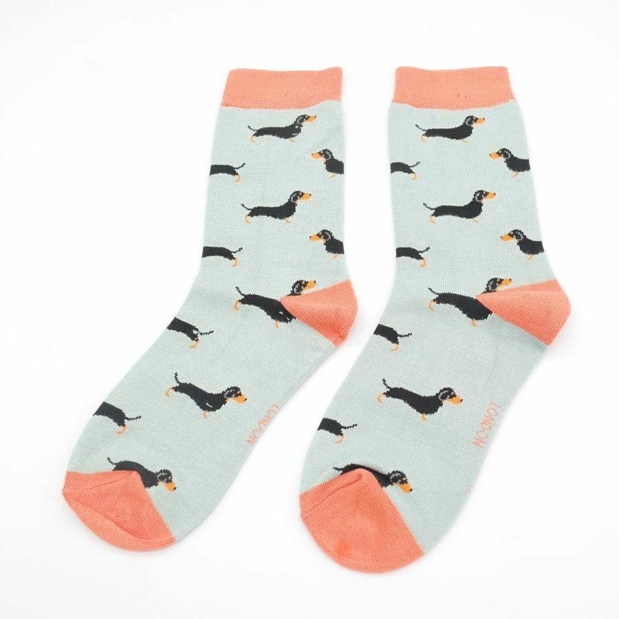 lusciousscarves Socks Miss Sparrow Sausage Dogs Bamboo Socks - Duck Egg