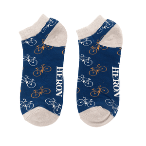 lusciousscarves Socks Mr Heron Bicycles Bamboo Trainer Socks - Blue