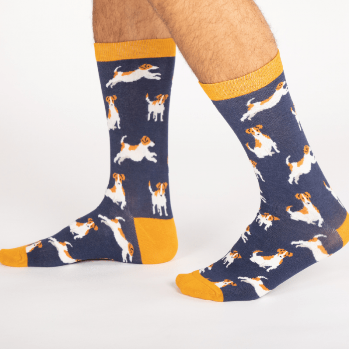 lusciousscarves Socks Mr Heron Jack Russells Bamboo Socks - Navy