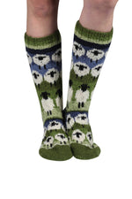 Load image into Gallery viewer, lusciousscarves wool socks Pachamama Flock Of Sheep Long Socks
