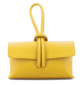 lusciousscarves Yellow Italian Leather Clutch Bag with Loop Handle