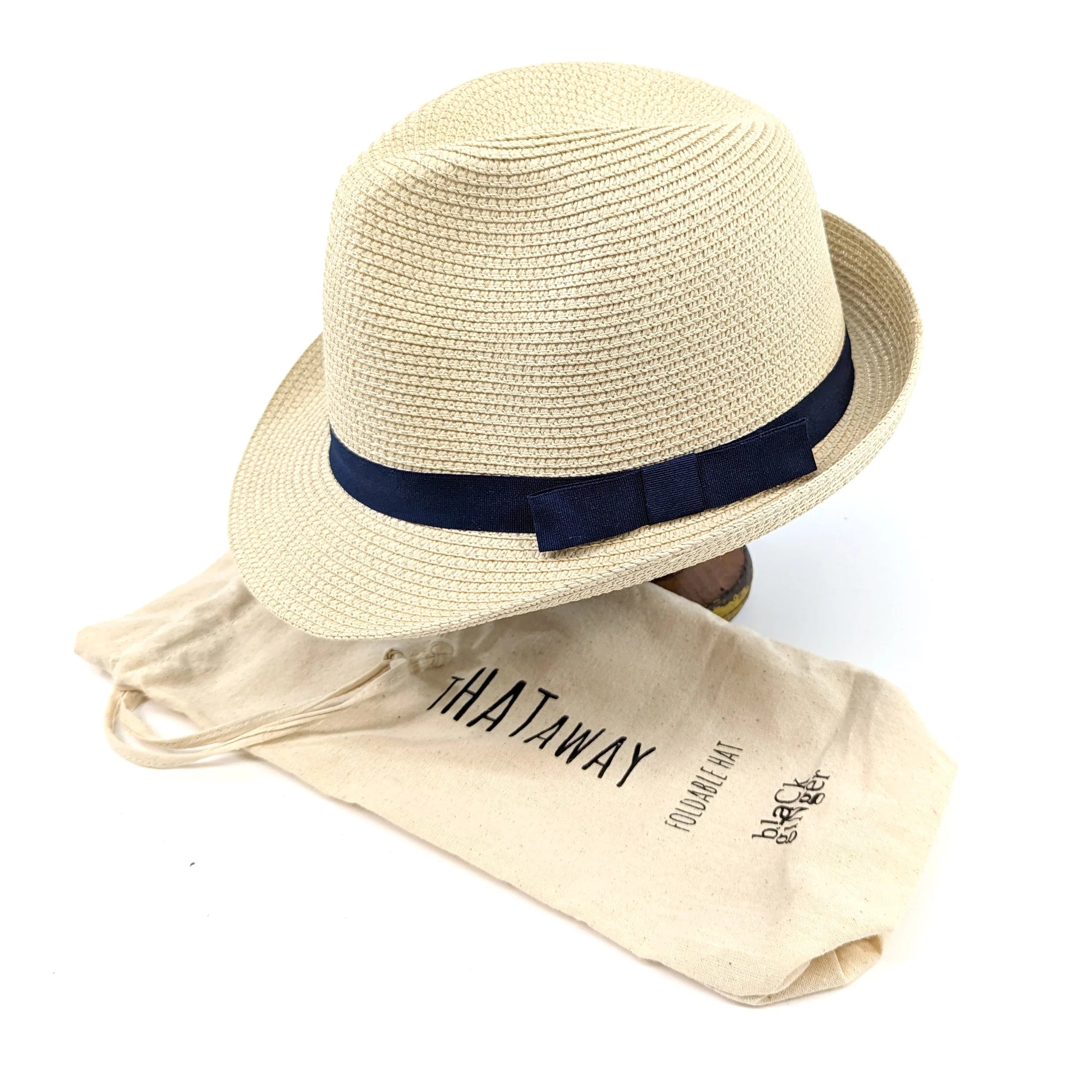 Unisex Trilby Style Sun Hat With Black Band , Foldable And Packable.
